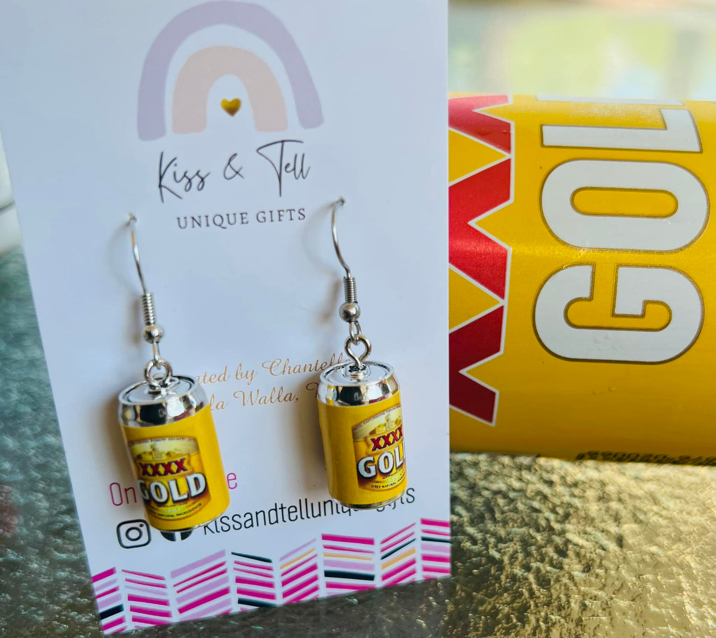 XXXX Beer Can Dangle Earrings