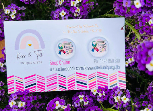 "Fight Cancer in Every Color" Stud Earrings