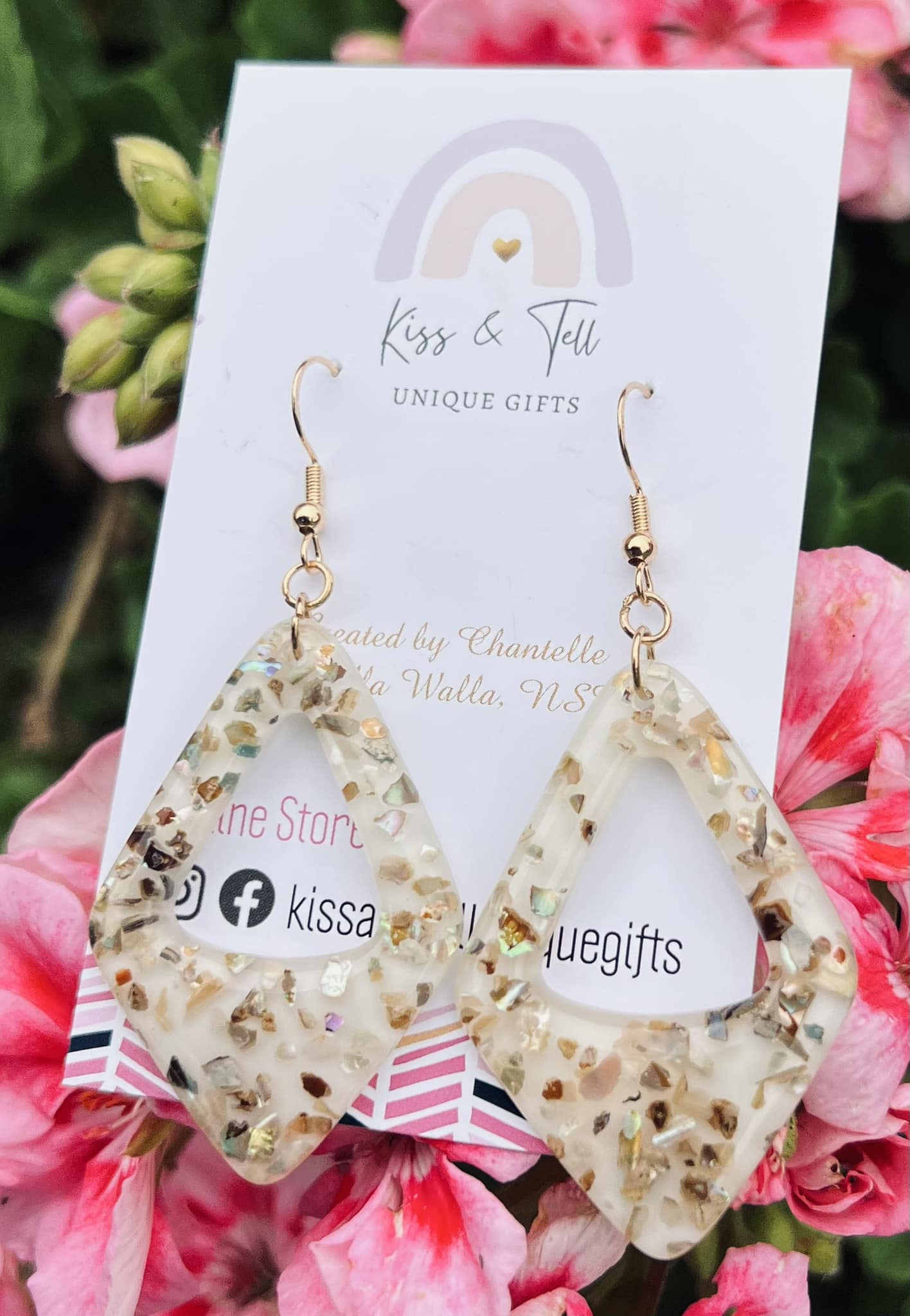 Cream Opal Sparkle Dangle Earrings