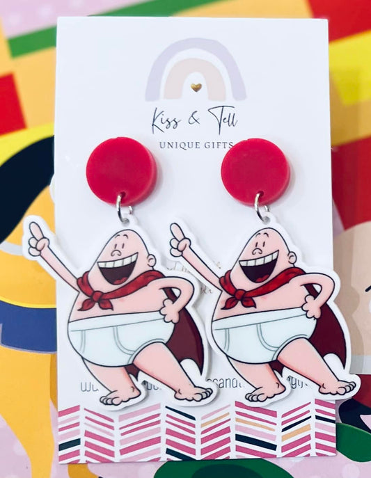 Captain Underpants Character Earrings