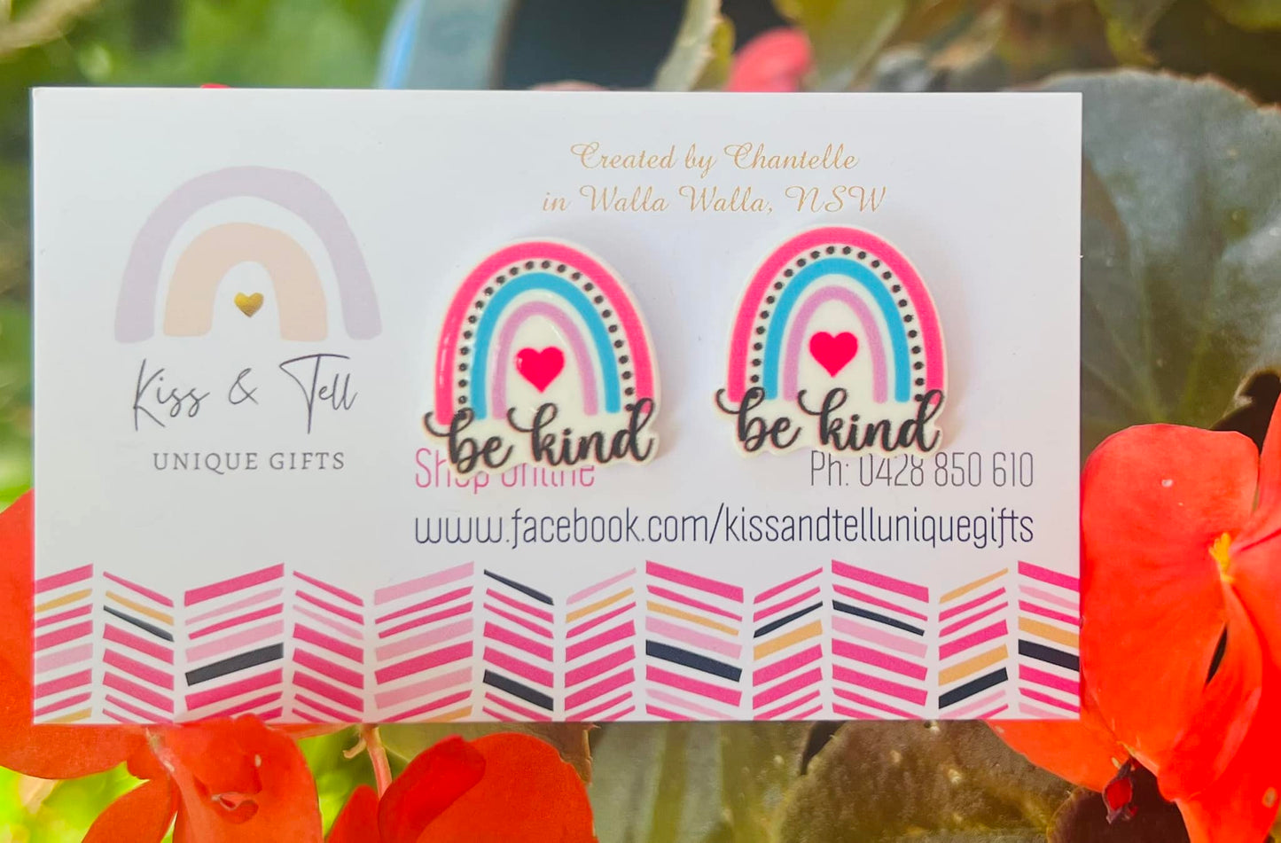 "Be Kind" Rainbow Stud Earrings