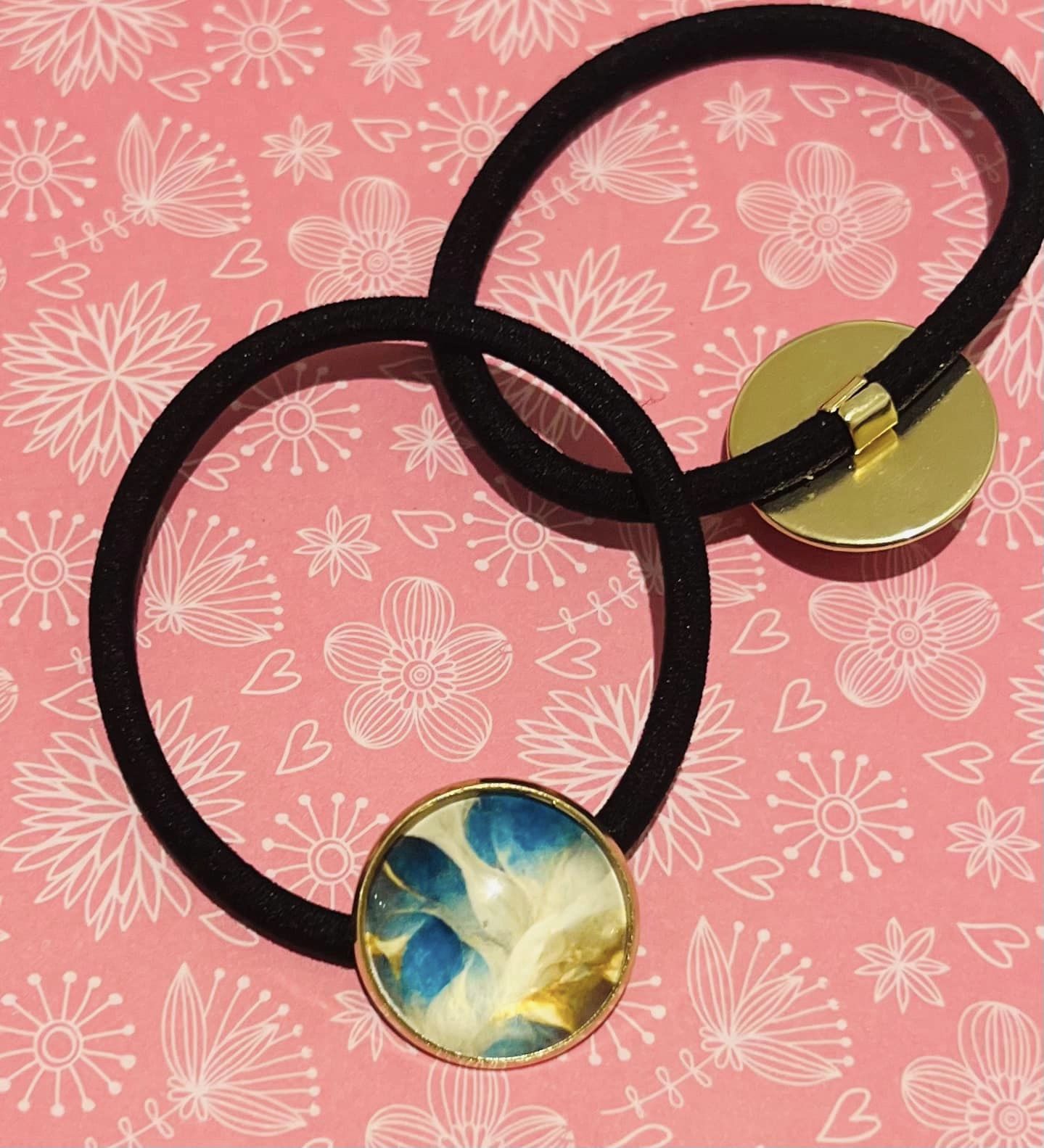 Blue & Gold Swirl Hair Tie