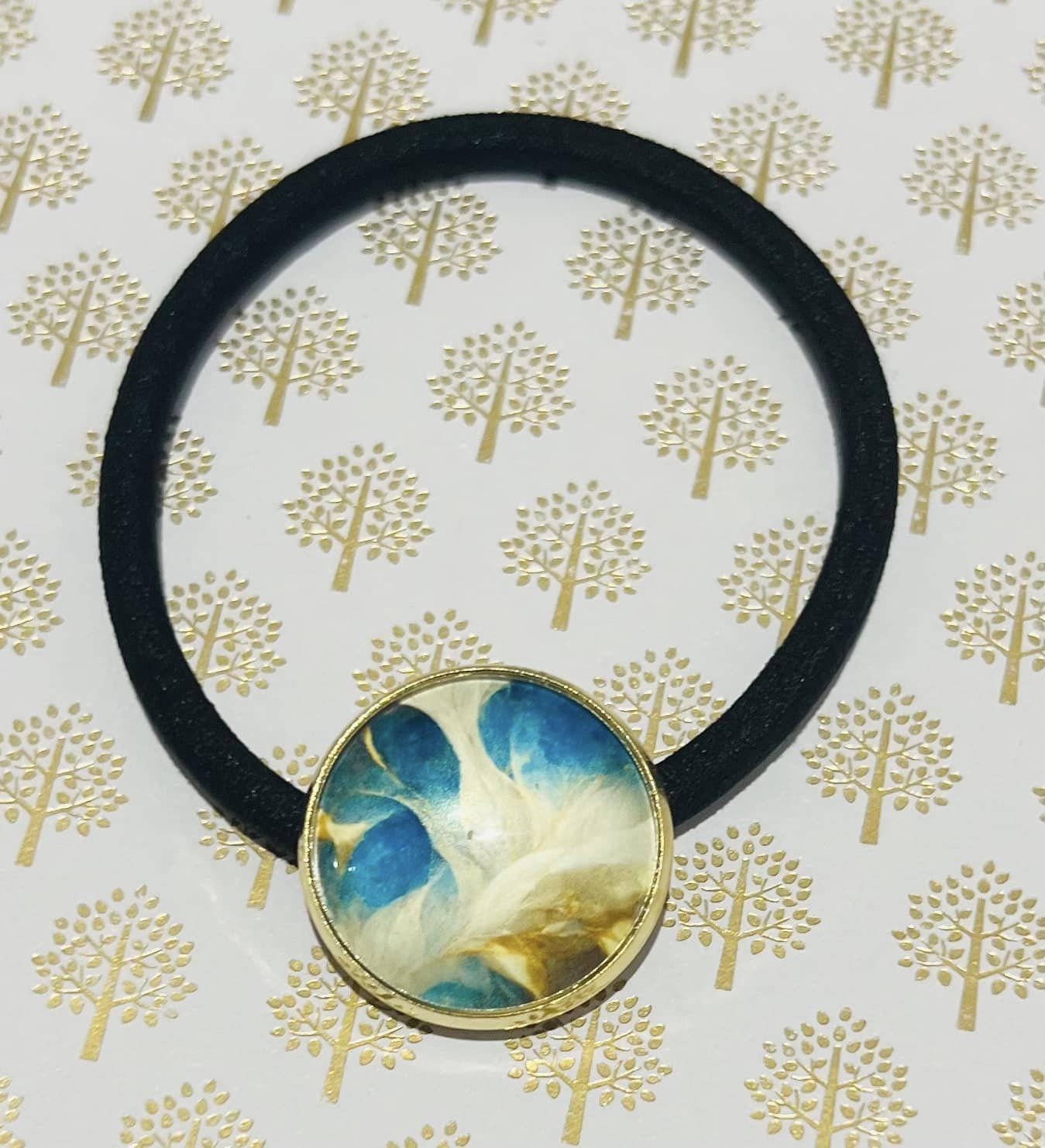 Blue & Gold Swirl Hair Tie