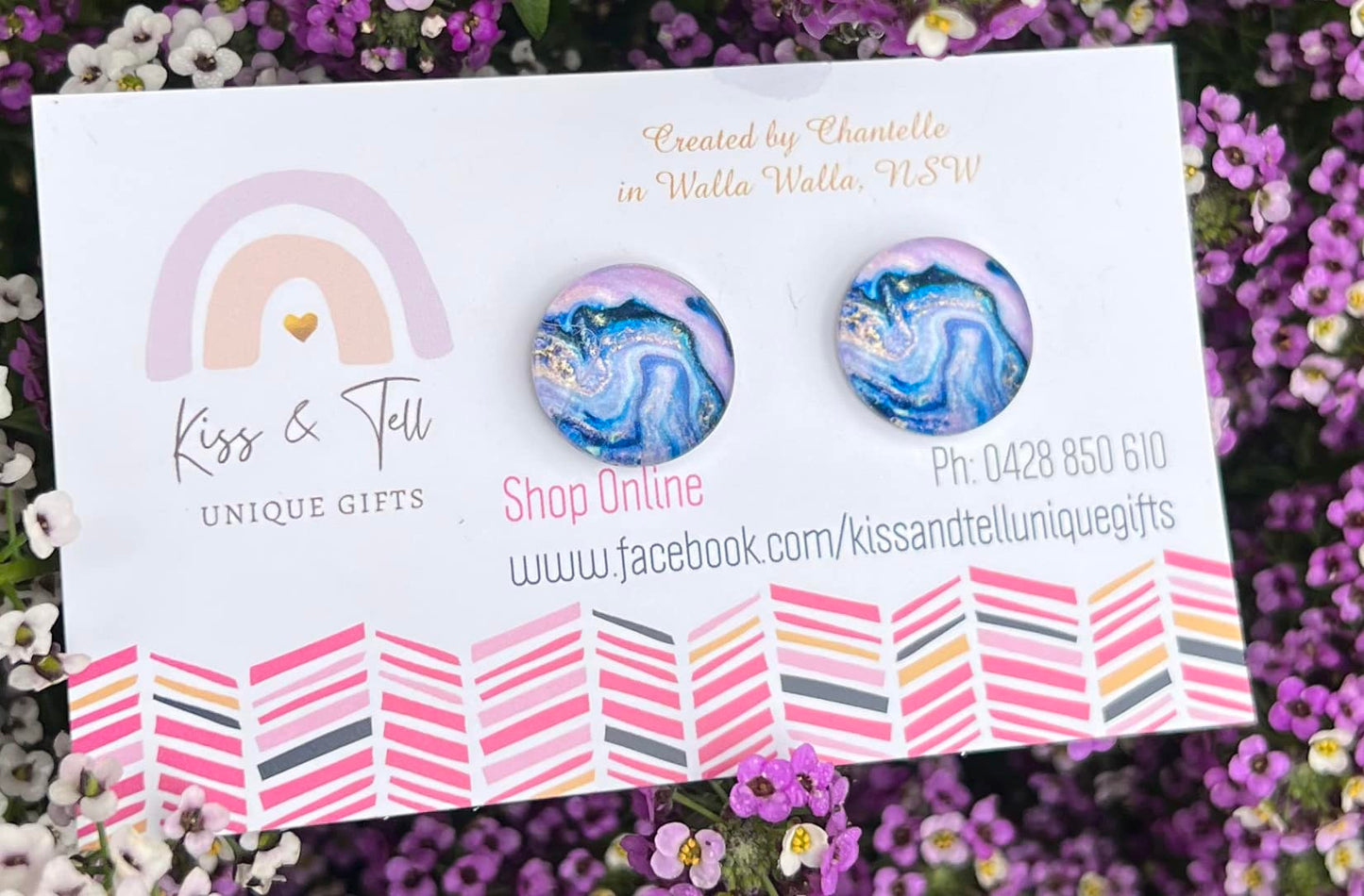 Purple Waves Stud Earrings