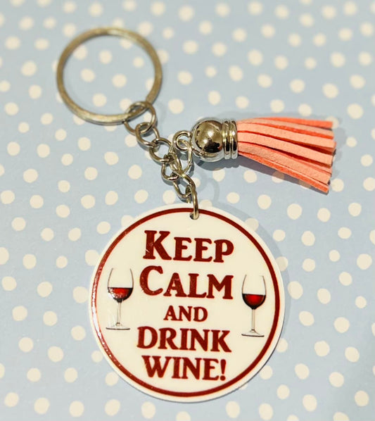 "Keep Calm & Drink Wine" Keyring