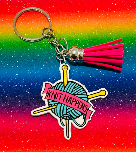 "Knit Happens" Keyring