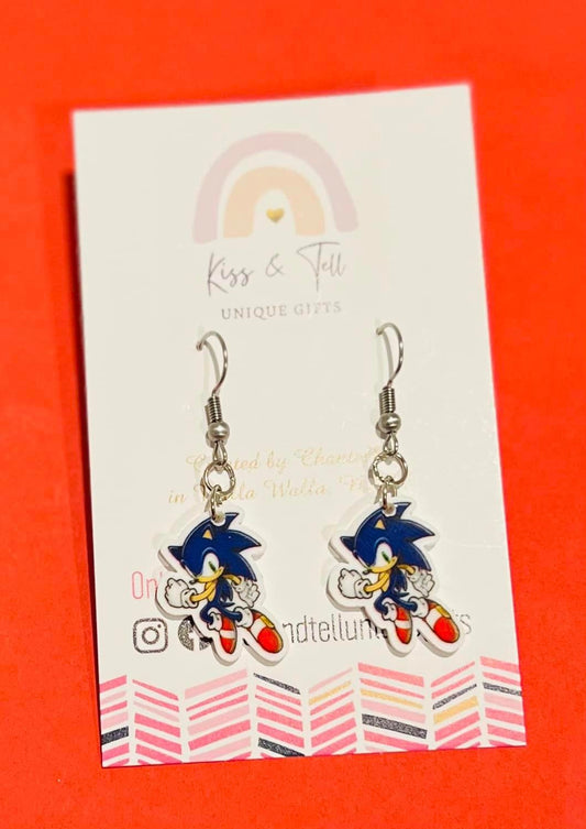 Small Sonic Character Dangle Earrings