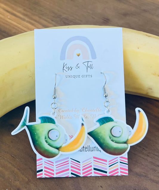 "Piranhas Don't Eat Bananas" Earrings