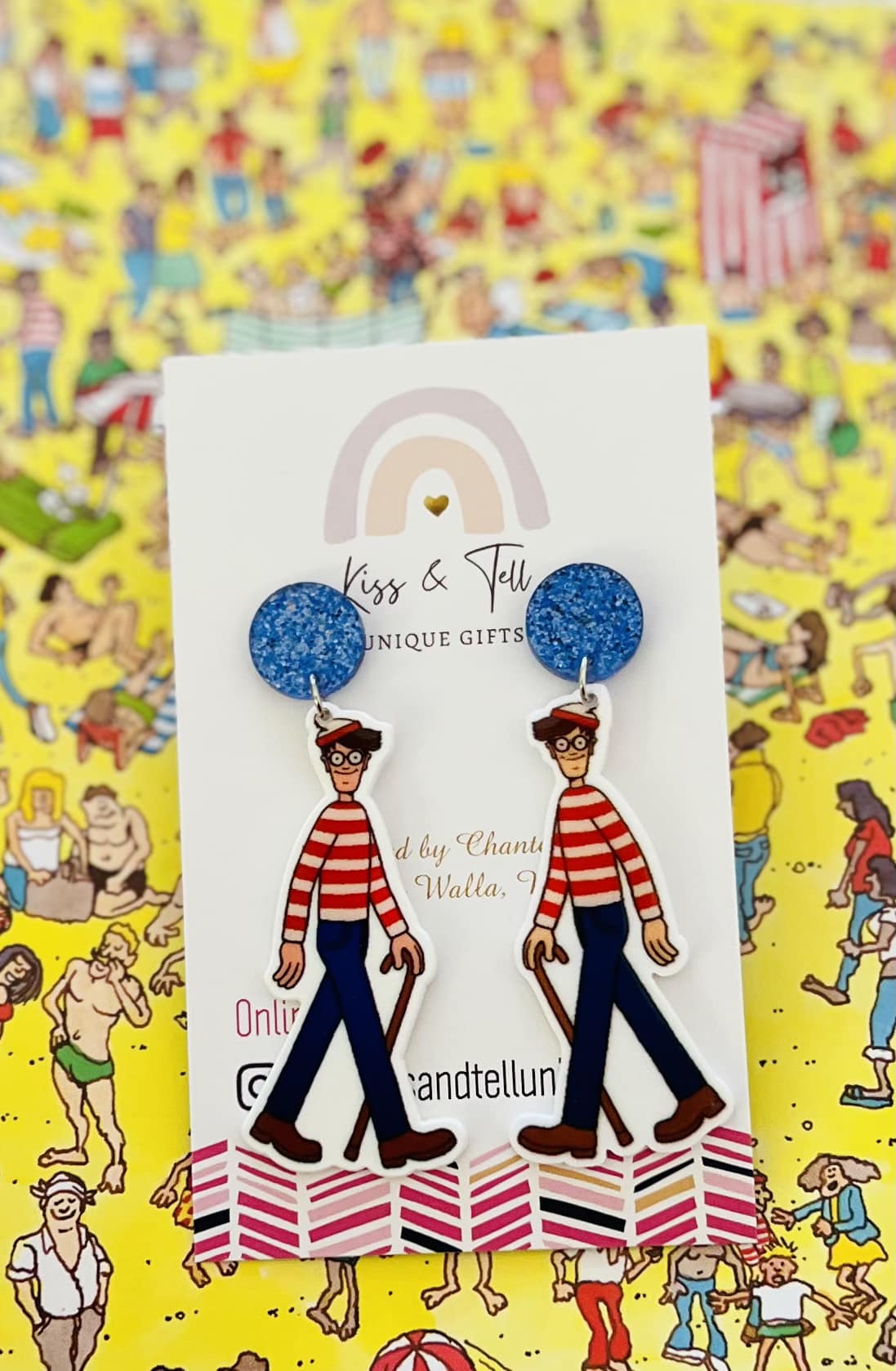 Where's Wally Book Character Dangle Earrings