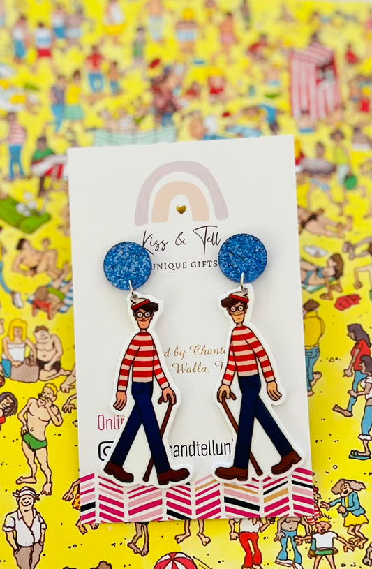 Where's Wally Book Character Dangle Earrings