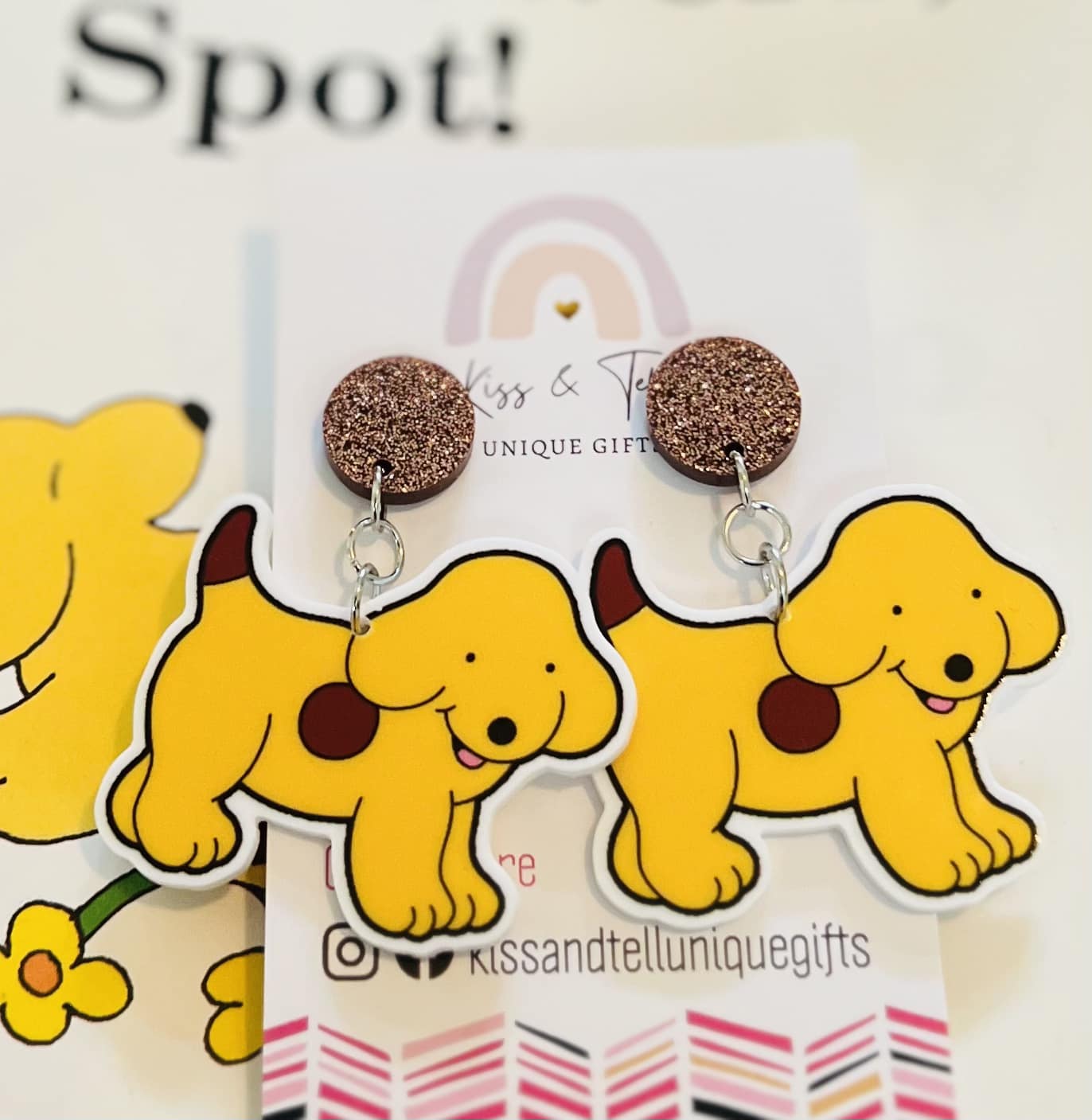 Larger Spot Dog Dangle Earrings