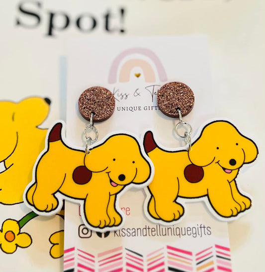 Larger Spot Dog Dangle Earrings