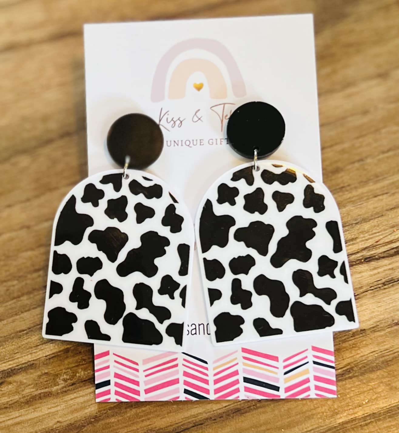 Cow-Print Arch Dangle Earrings