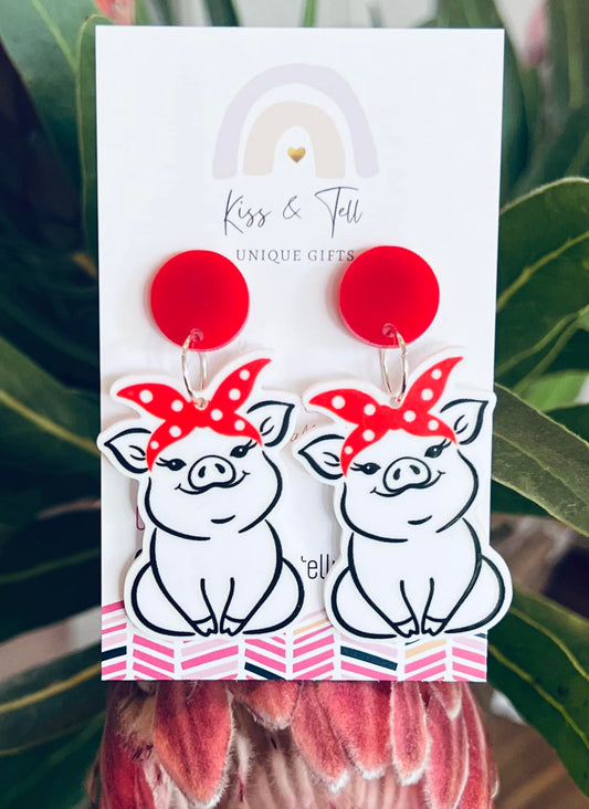 Cute Pig Dangle Earrings