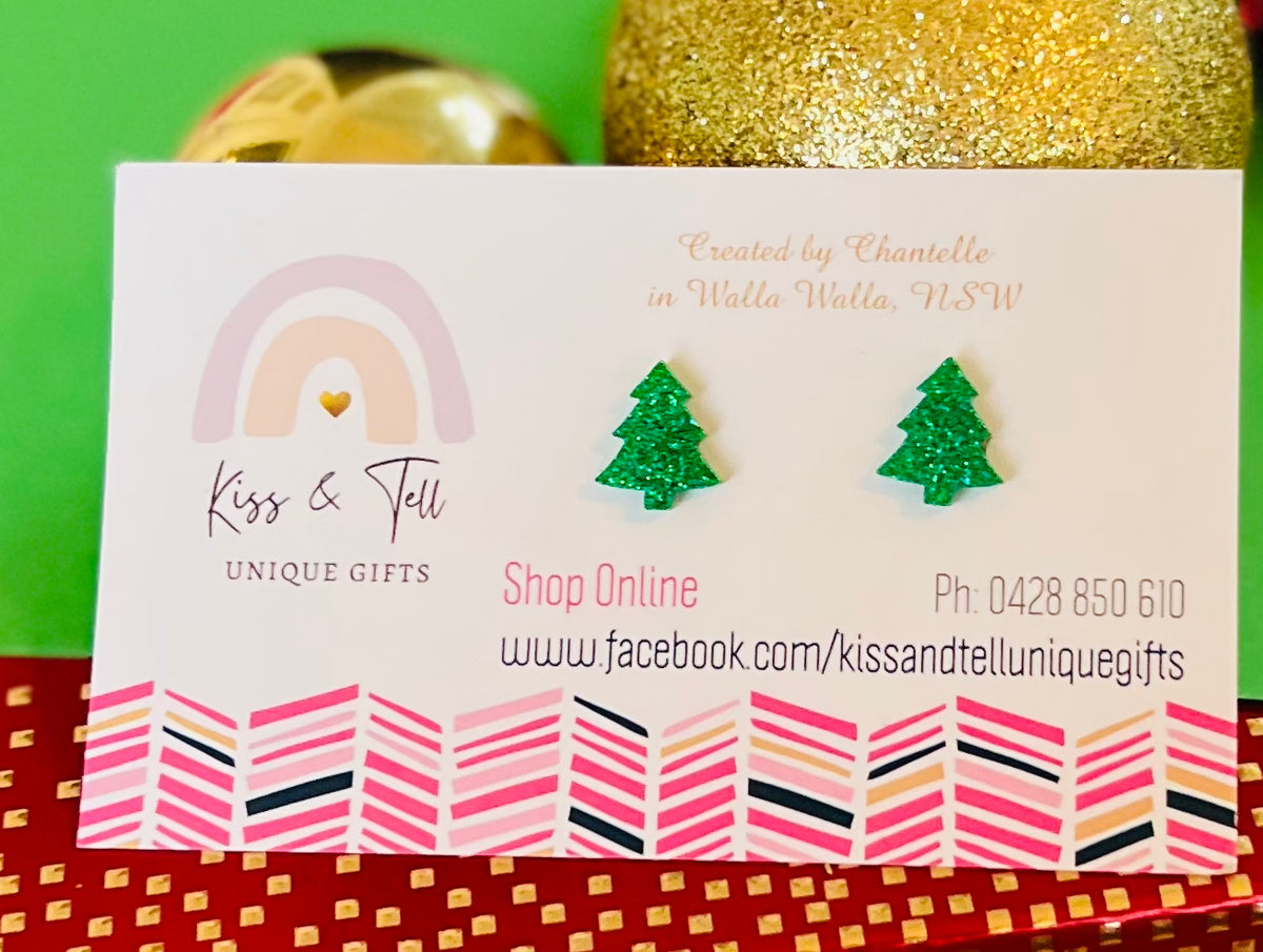 (Small) Glitter Christmas Tree Stud Earrings