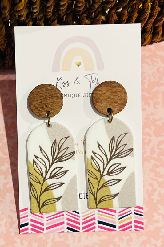 Leaf Wood-Drop Earrings