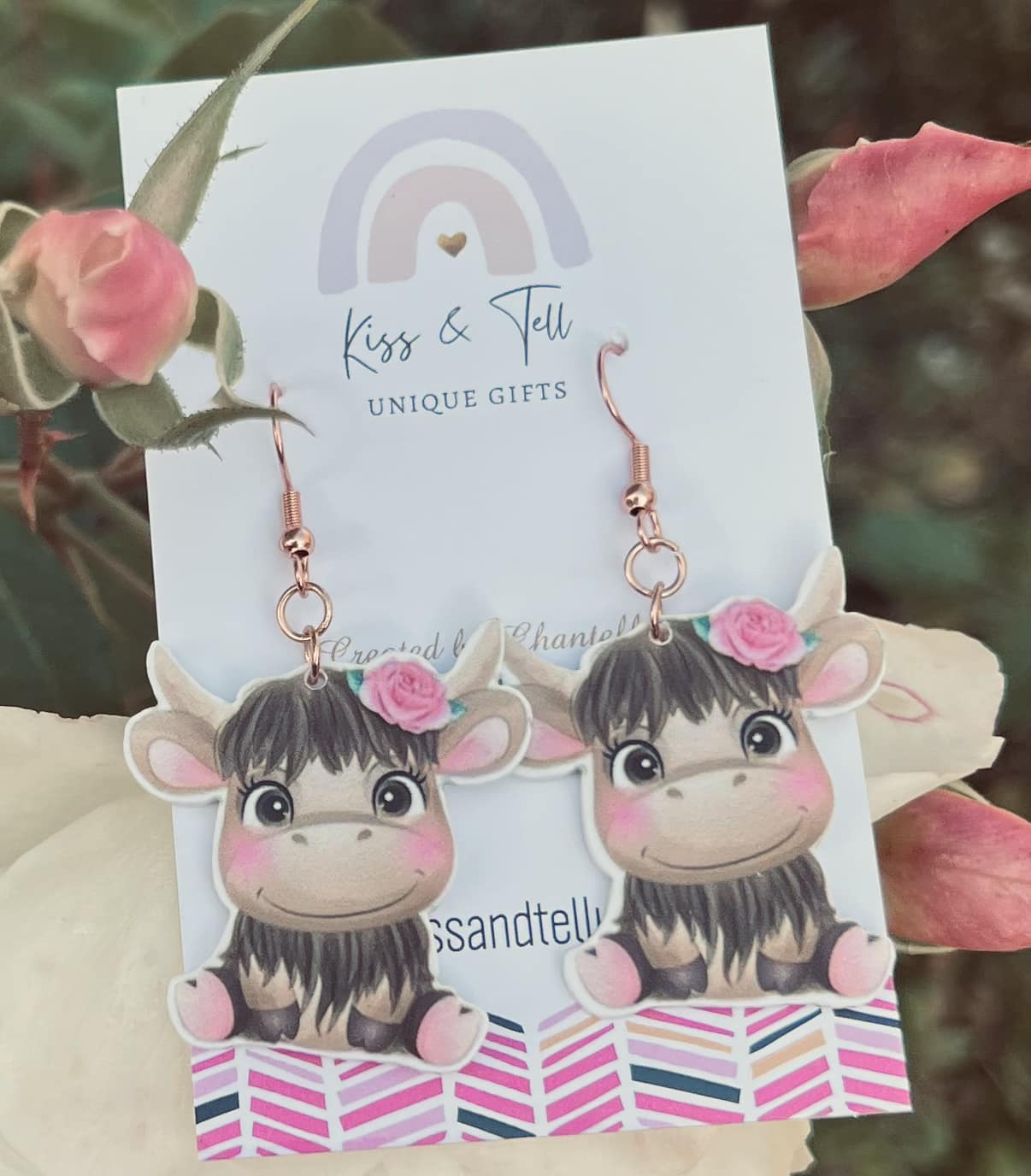 Sweet Highland Cow Dangle Earrings