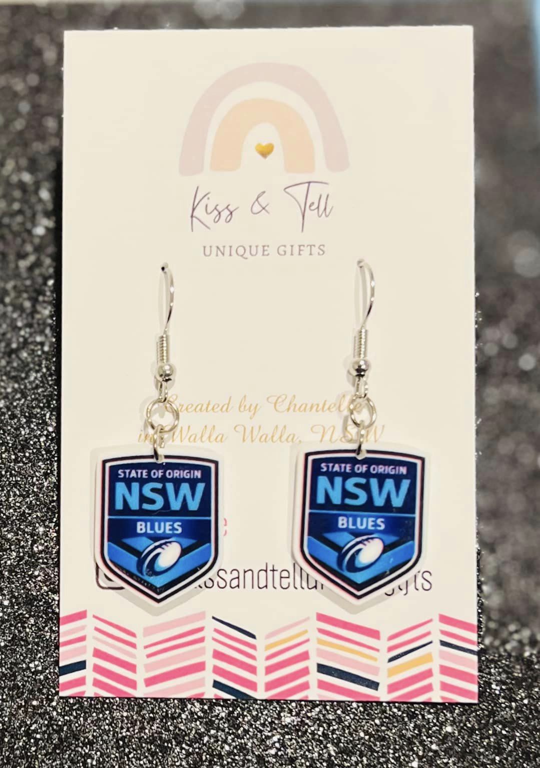 NSW Blues Origin Team Dangle Earrings