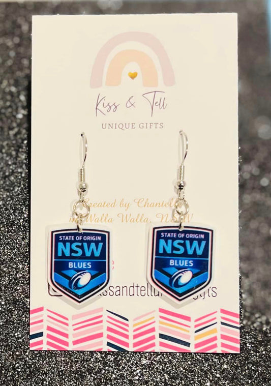 NSW Blues Origin Team Dangle Earrings