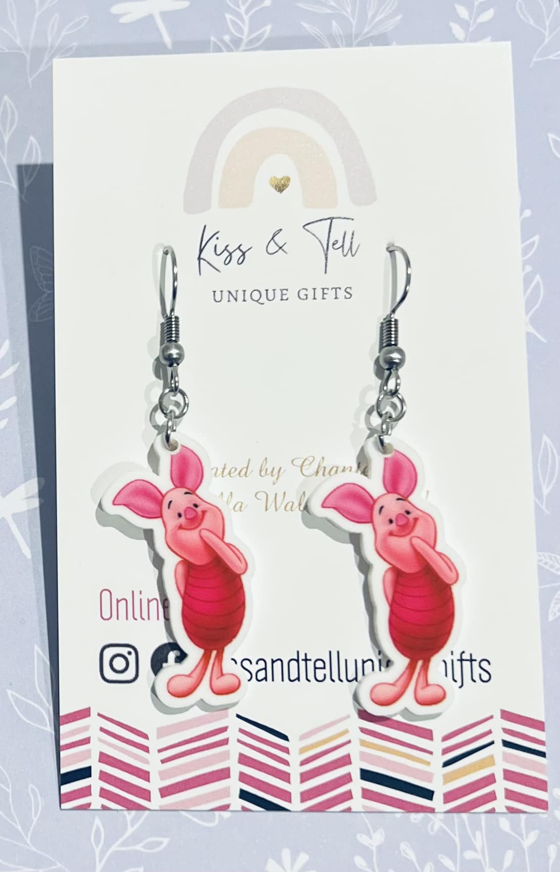 Piglet Character Dangle Earrings