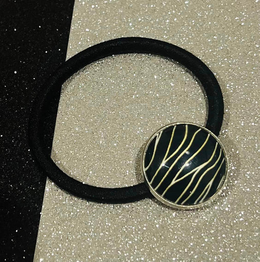 Black & Silver Pattern Hair Tie