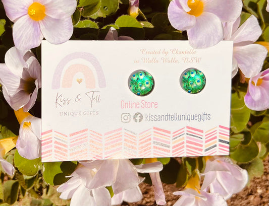 Peacock Pattern Stud Earrings