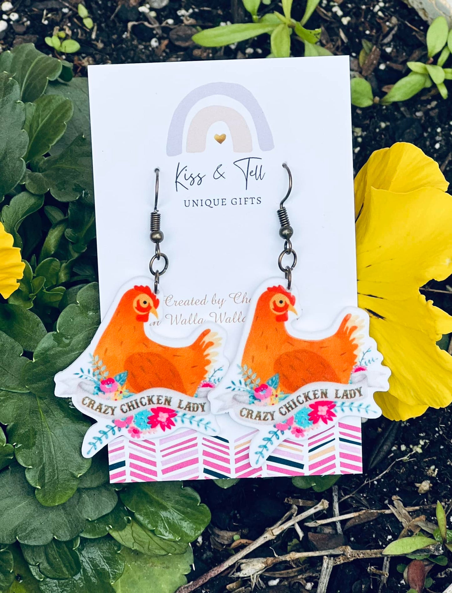 "Crazy Chicken Lady" Dangle Earrings