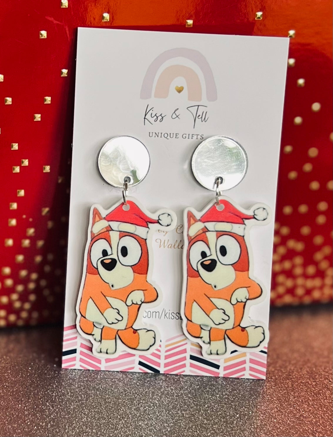 Christmas Dog Dangle Earrings