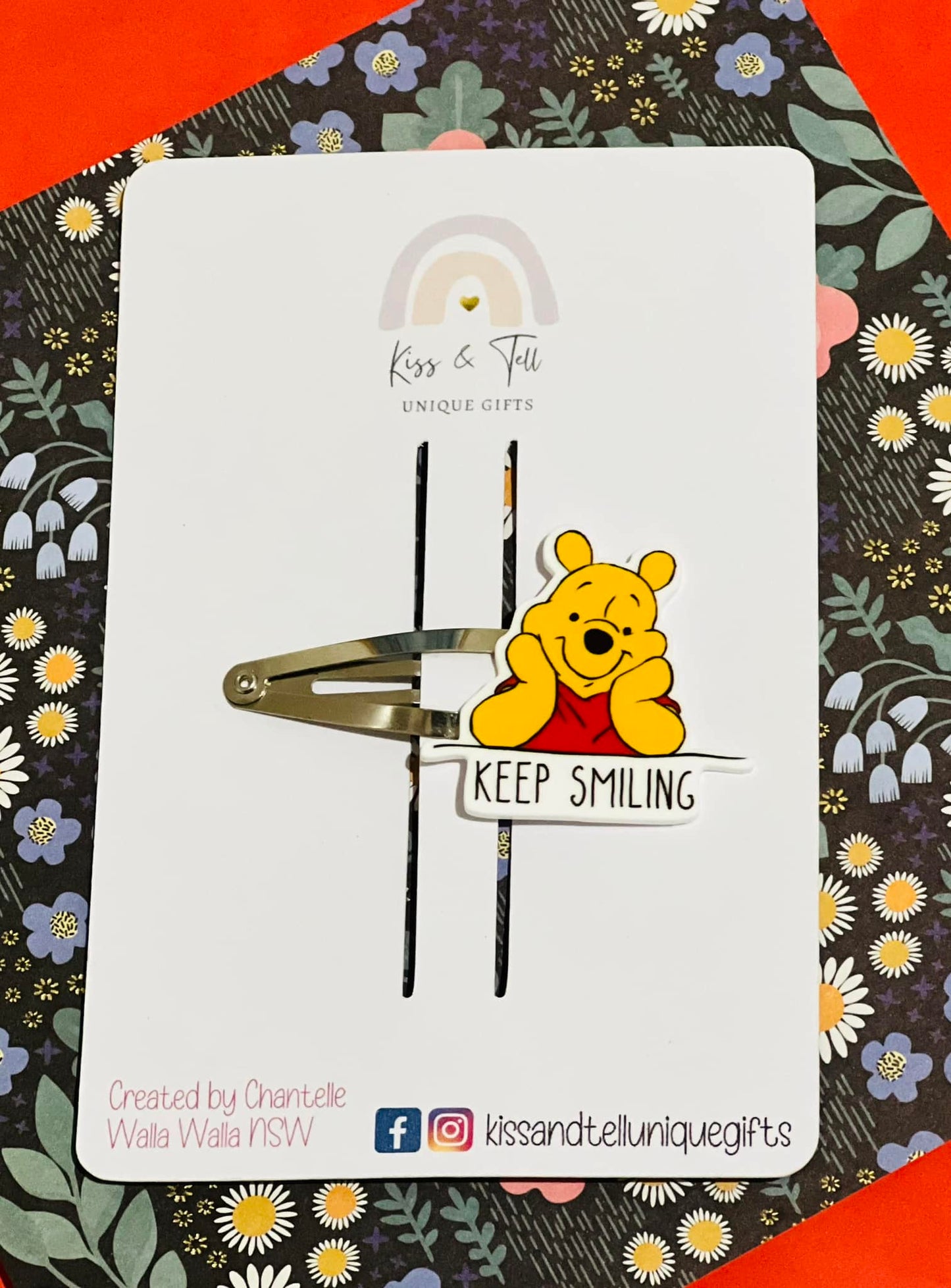 "Keep Smiling" Bear Hair Clip