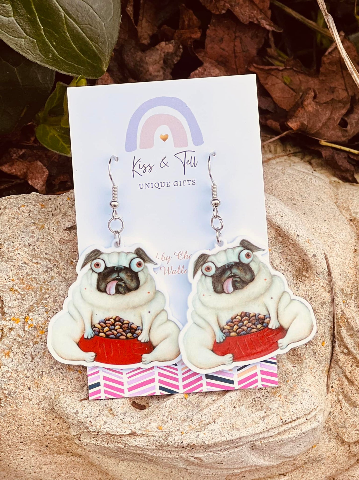 Pug Book Character Dangle Earrings