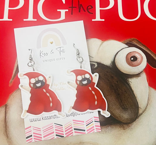 Pig The Elf Pug Dangle Earrings