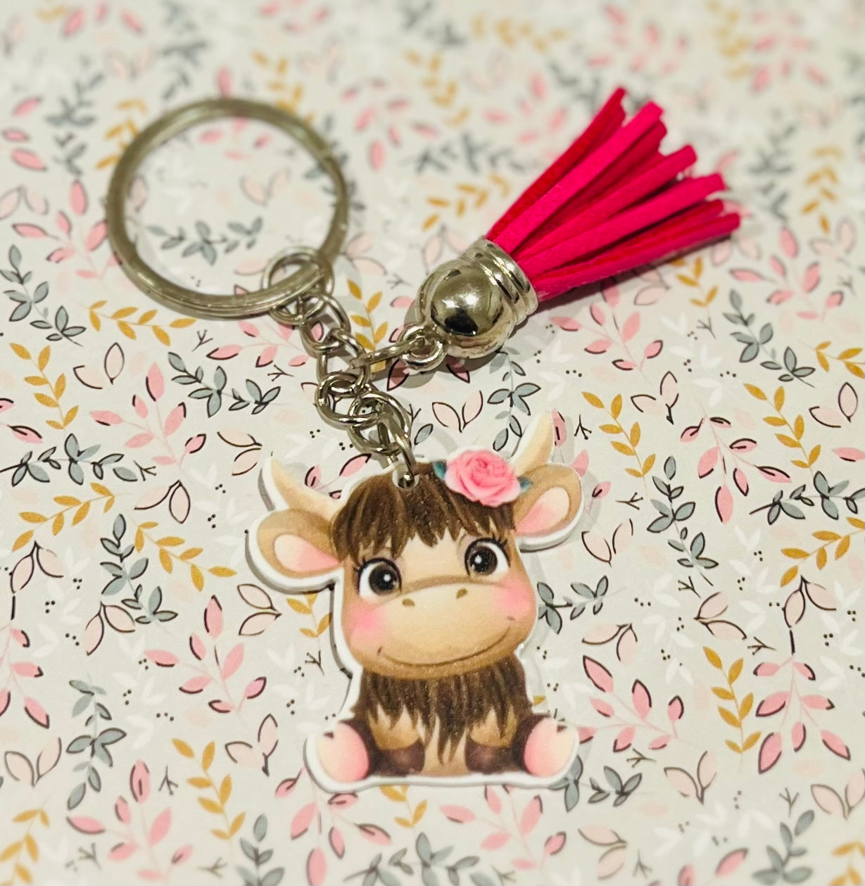 Sweet Highland Cow Keyring