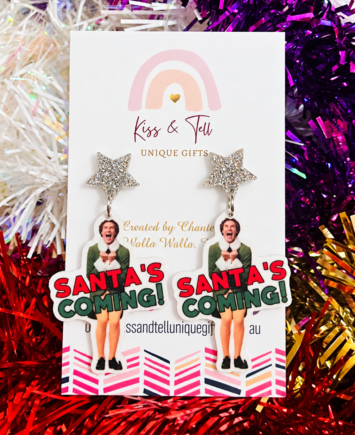 “Santa’s Coming!”  Buddy Elf Dangle Earrings