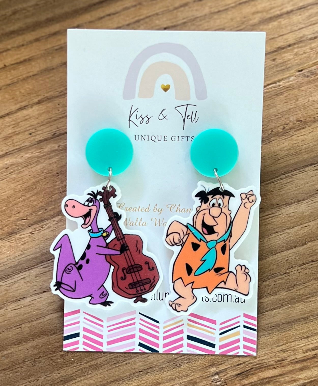 Fred & Dino Flintstone Dangle Earrings