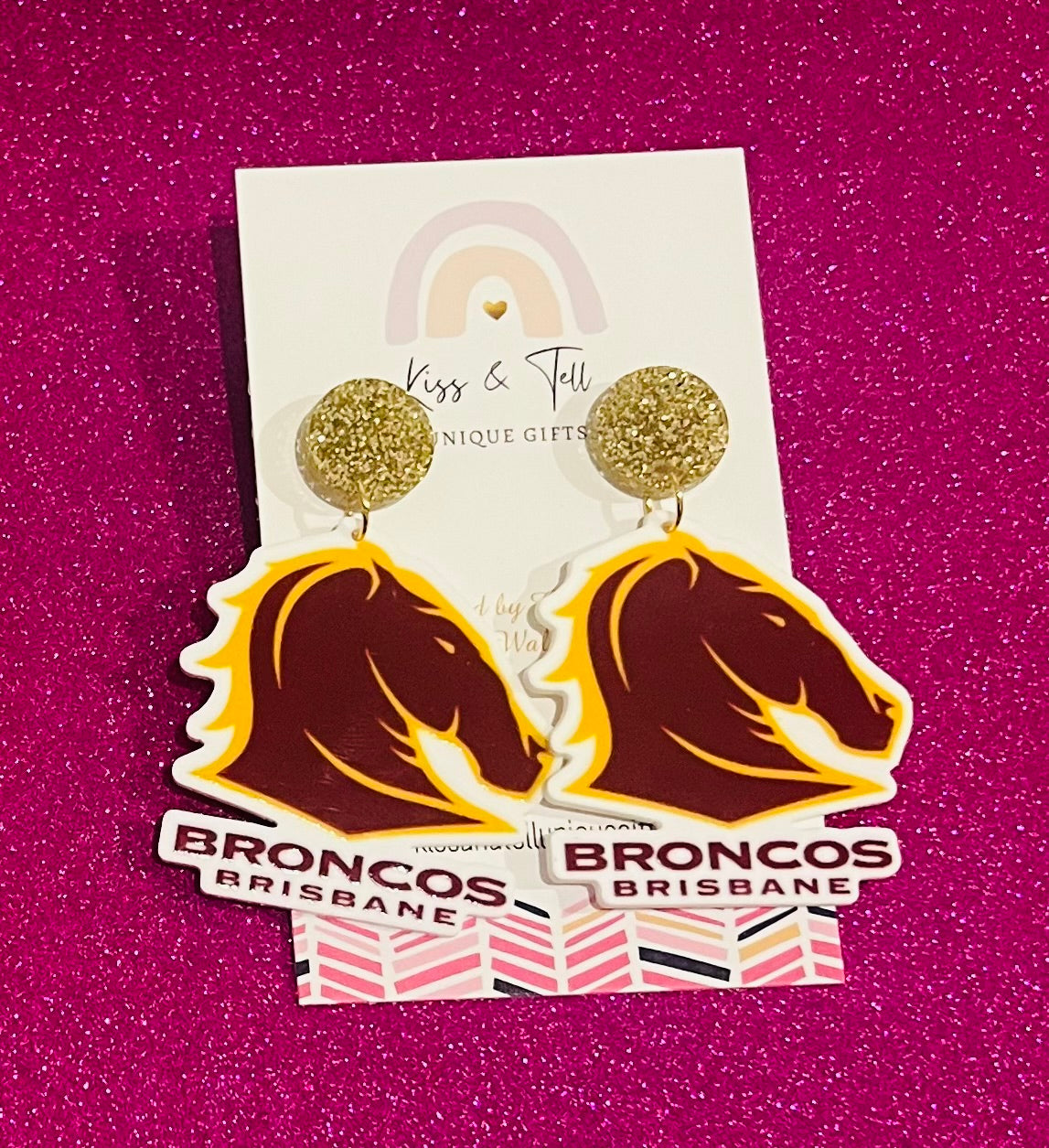 NRL Brisbane Broncos Team Dangle Earrings