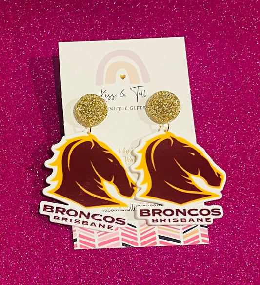 NRL Broncos Team Dangle Earrings