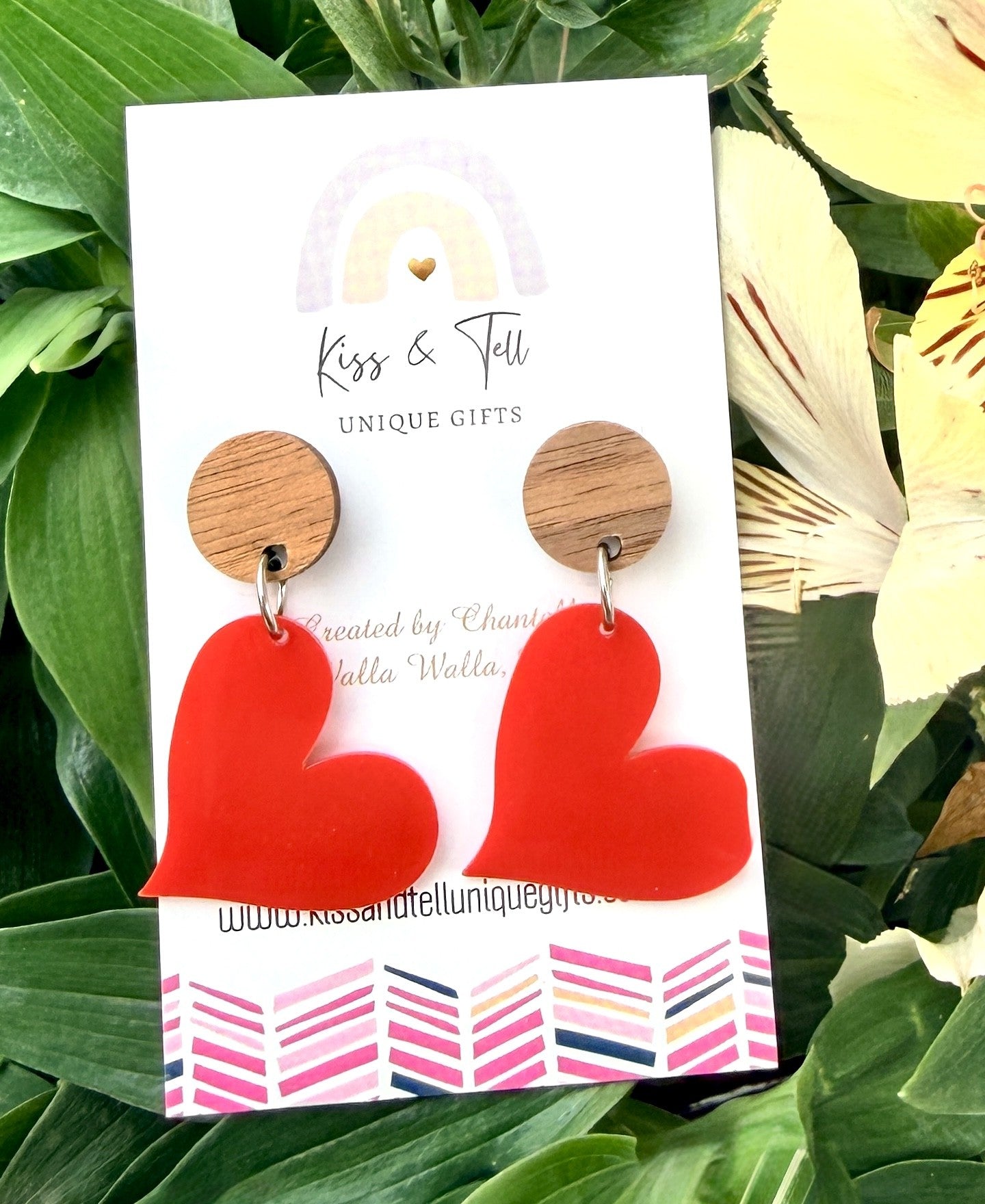 Pretty Red Heart Dangle Earrings