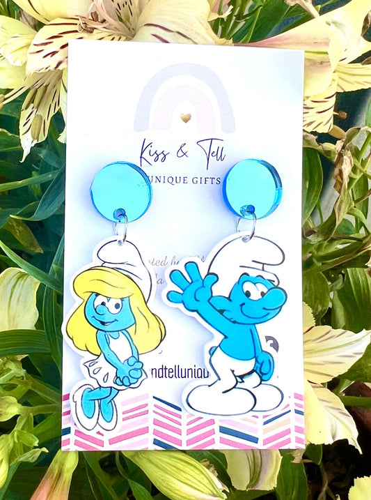Smurf Couple Dangle Earrings