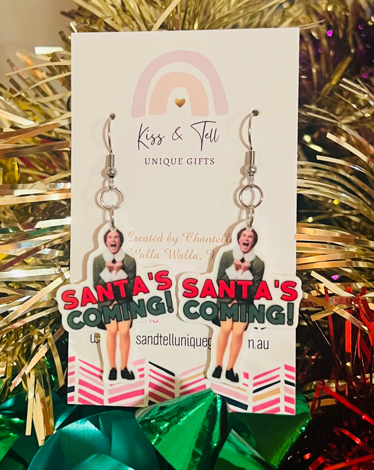 “Santa’s Coming!”  Buddy Elf Dangle Earrings