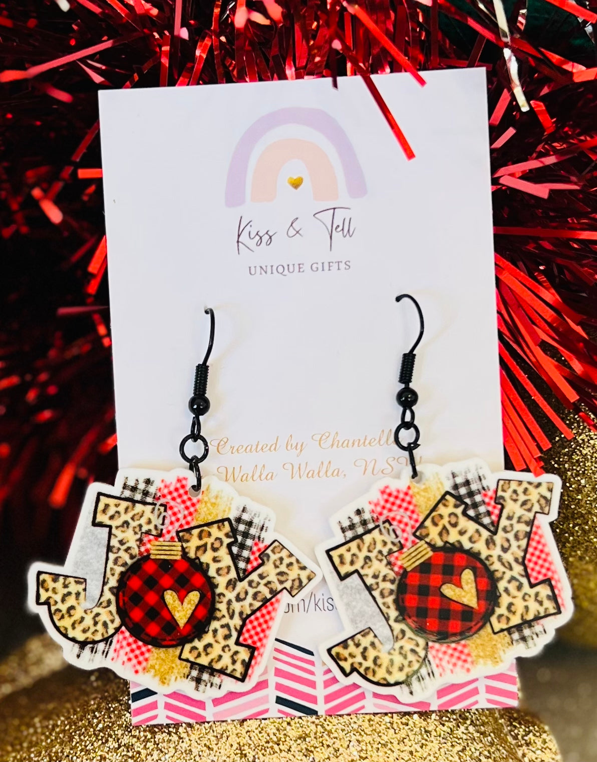 “Joy” Christmas Dangle Earrings