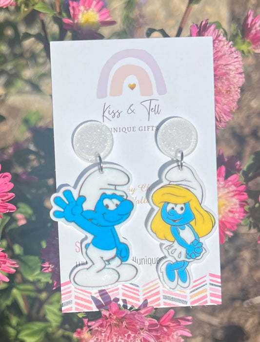 Smurf Couple Dangle Earrings