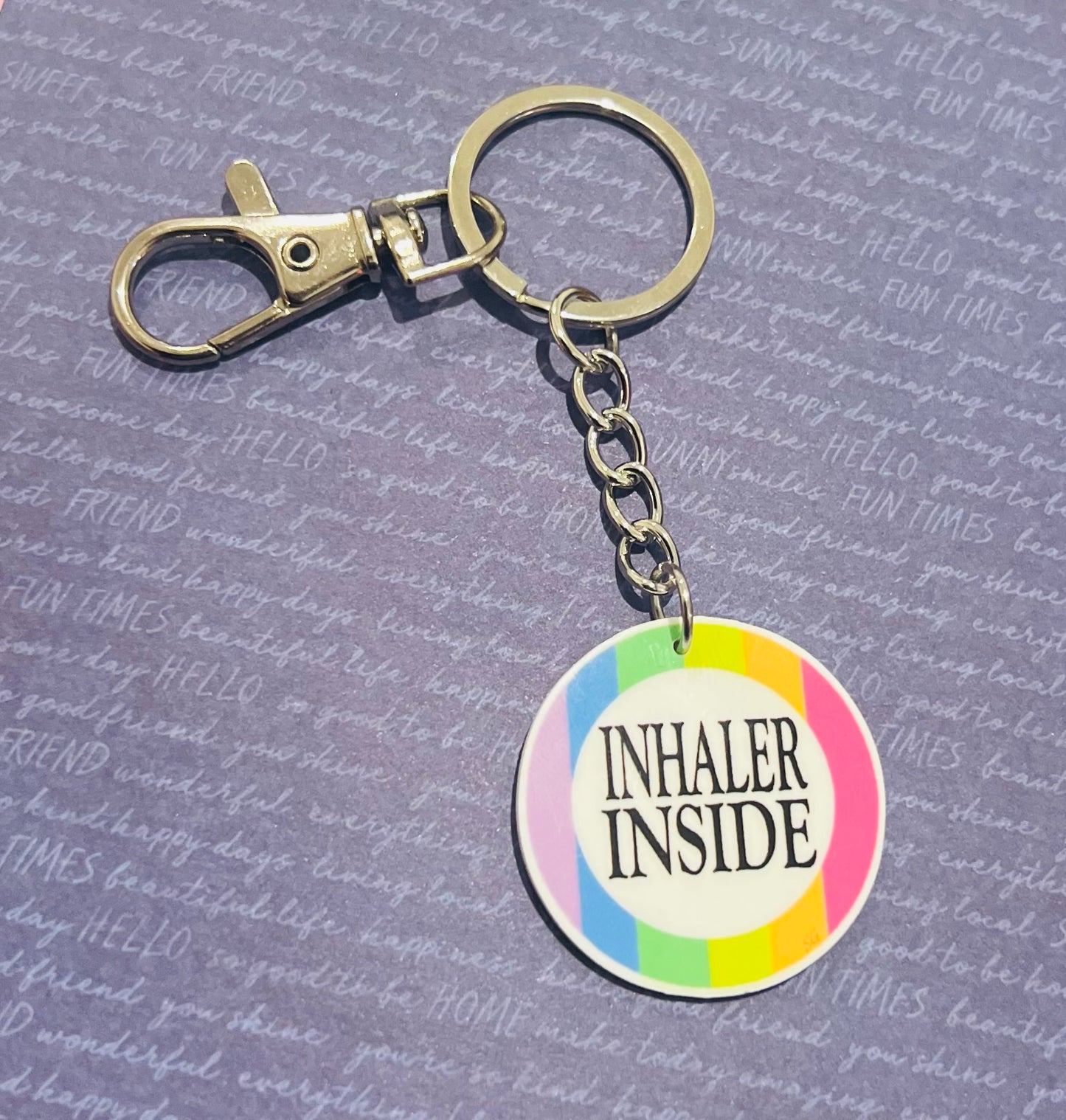 “Inhaler Inside” Bag Hook Keyring