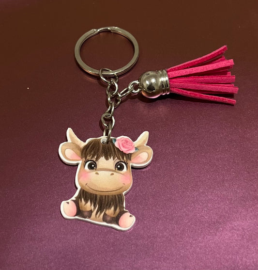 Sweet Highland Cow Keyring