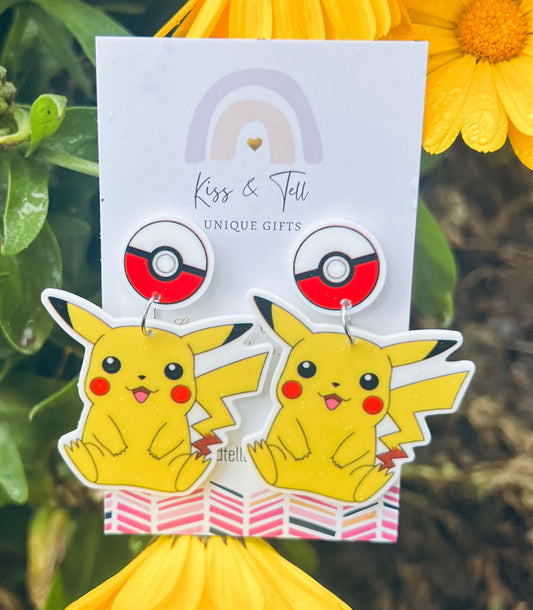 Pokémon Ball & Pikachu Dangle Earrings