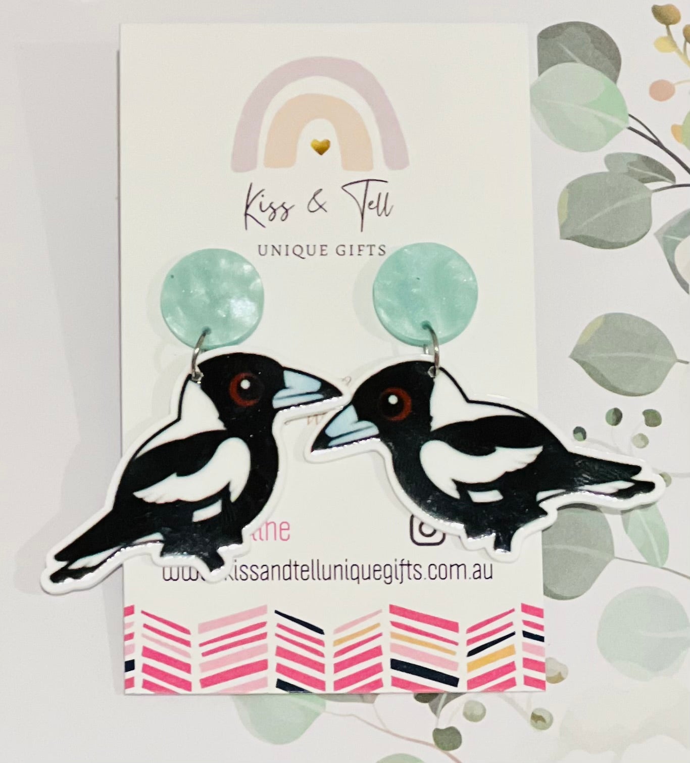 Magpie Bird Dangle Earrings