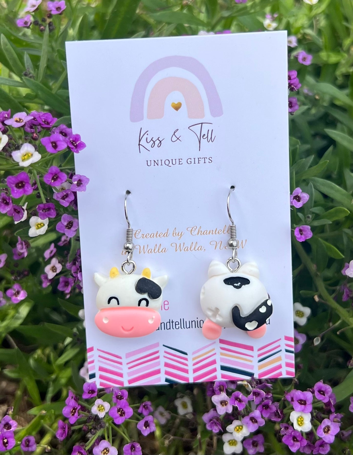 3D Cow Dangle Earrings