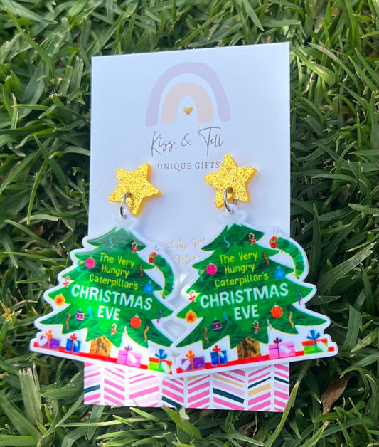 Hungry Caterpillar Christmas Tree Earrings