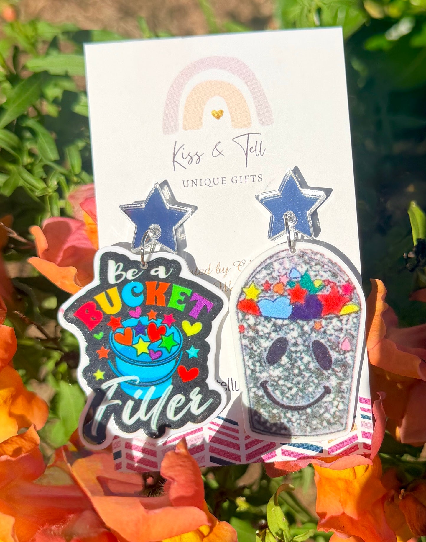 Mismatched "Bucket Filler" Dangle Earrings