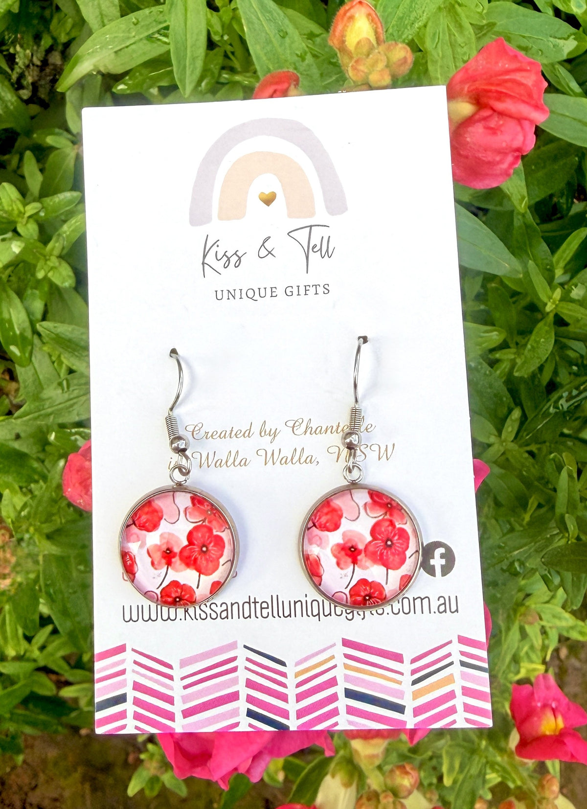 Poppy Flowers Glass Earrings