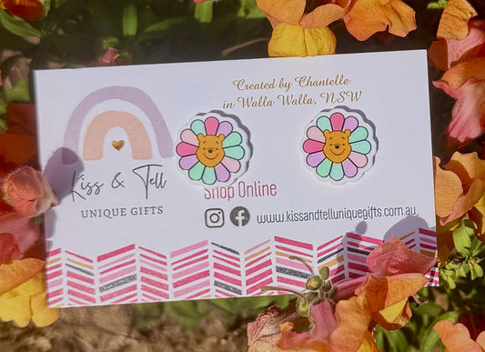 Winnie the Pooh Flower Stud Earrings